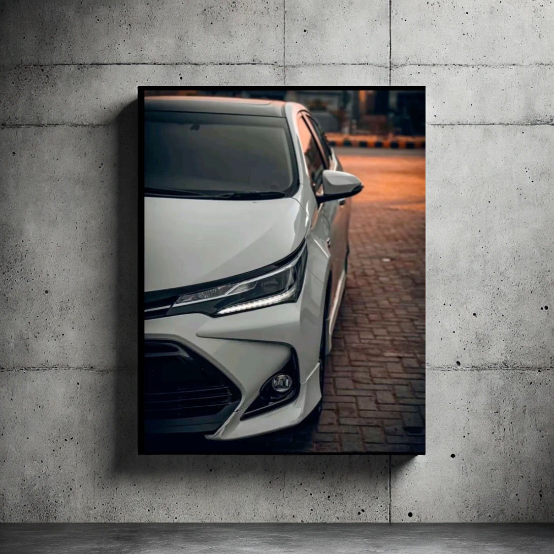 TOYOTA COROLLA WALL POSTER WITH GLOWING NEON LIGHTS