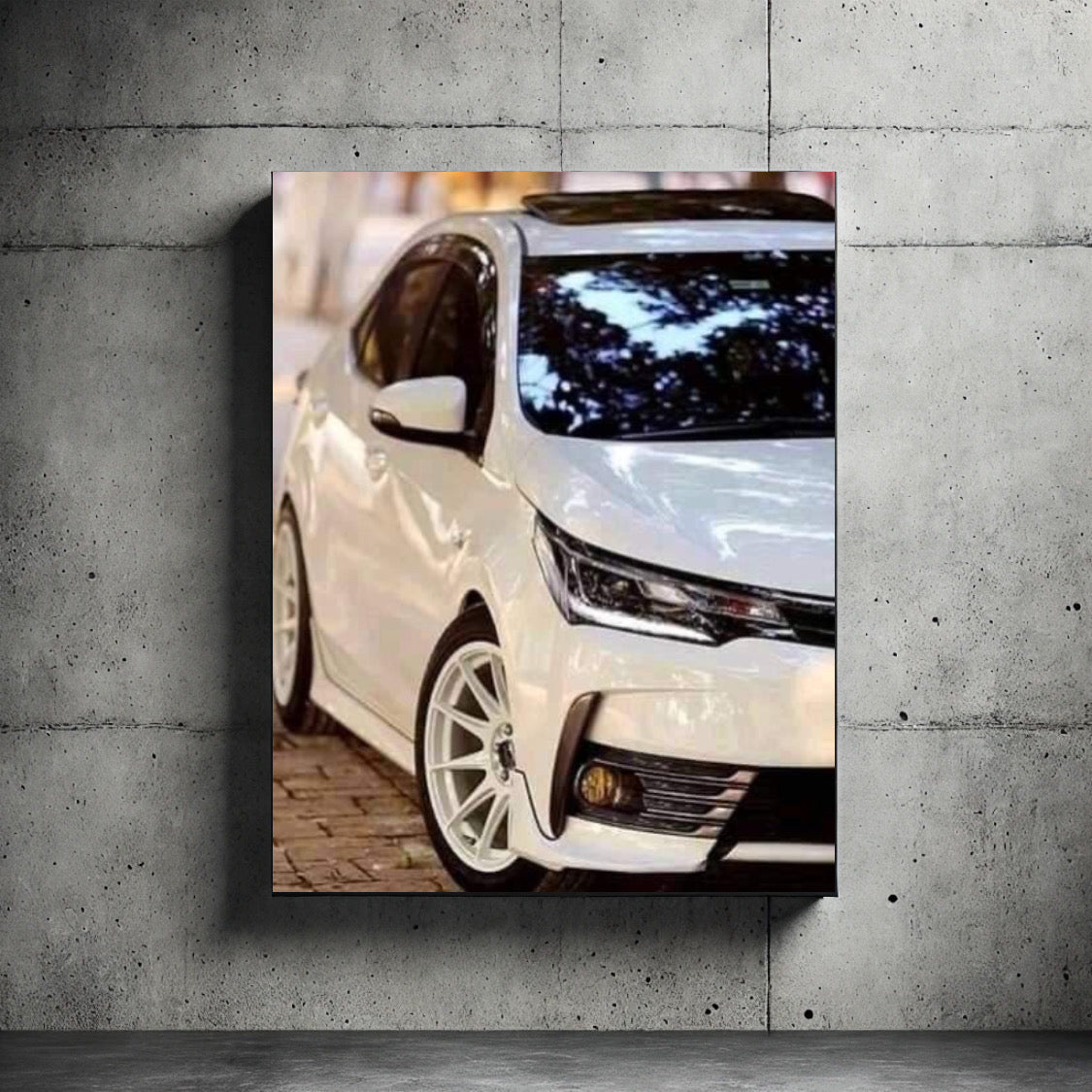 TOYOTA COROLLA WALL POSTER WITH GLOWING NEON LIGHTS
